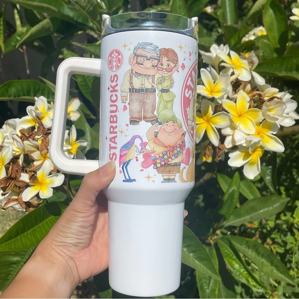 Custom 40 oz Tumbler Disney Carl and Ellie up 40 oz Double-wall vacuum - Picture 3 of 4